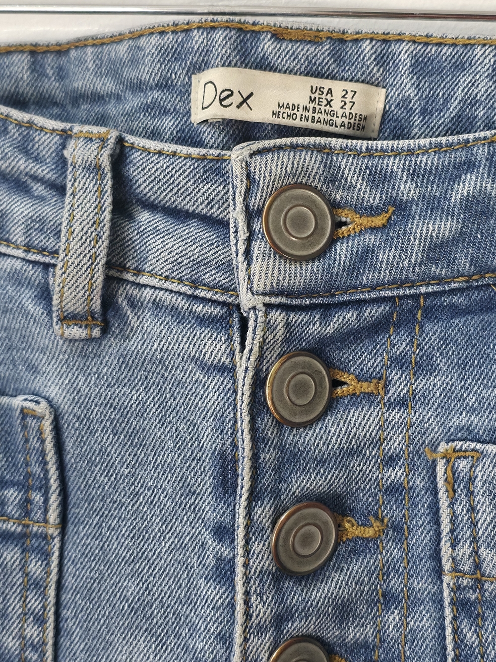 DEX High Rise Wide Leg Patch Pocket Button Fly Crop Jeans Blue Size 27 - Picture 4 of 8